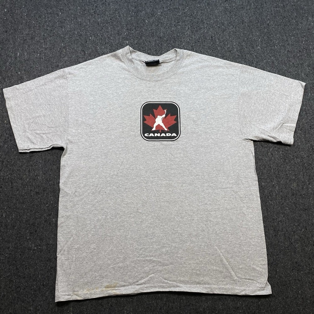 VTG Steve & Barry's Canada‎ Hockey  Gray T-Shirt Men's Sz XL  Distressed